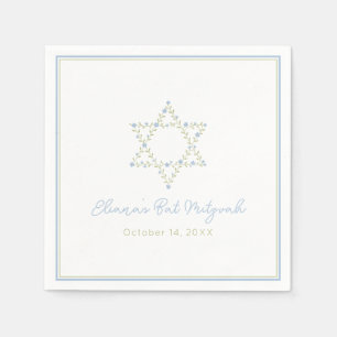 Bat Mitzvah Jewish Star of David Elegant Floral Napkin