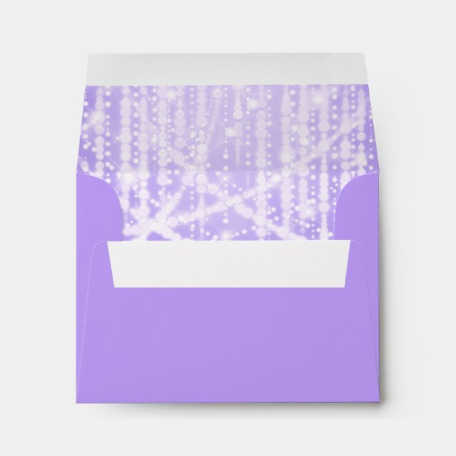 Bat Mitzvah Lavender Purple Sparkly Lights Envelope (Back (Bottom))