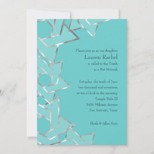 Bat Mitzvah Metallic Look Star of David Invitation