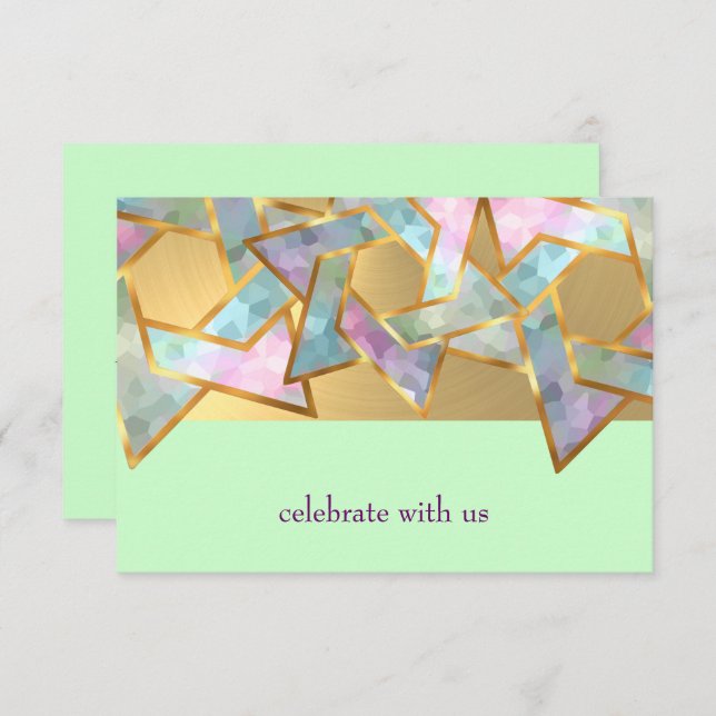 Bat Mitzvah Metallic Look Star of David RSVP Invitation (Front/Back)