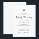 Bat Mitzvah Minimalist Simple Classic Invitation<br><div class="desc">Design is composed of sans serif typography and playful cursive script typography on a simple background. 

Available here:
http://www.zazzle.com/store/selectpartysupplies</div>