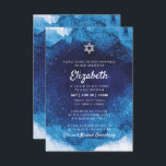 Bat Mitzvah Modern Blue Watercolor Invitation<br><div class="desc">Composed of playful script and serif typography; All against a backdrop of blue watercolor background. 

This is designed by Select Party Supplies,  exclusive for Zazzle.

Available here:
http://www.zazzle.com/selectpartysupplies</div>