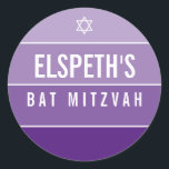 BAT MITZVAH modern bold ombre block violet purple Classic Round Sticker<br><div class="desc">by kat massard >>> https://linktr.ee/simplysweetpaperie <<< 
Love the design,  but would like to see some changes - another colour scheme,  product,  add a photo or adapted for a different occasion - no worries simply contact me,  kat@simplysweetPAPERIE.com - I am happy to help!</div>