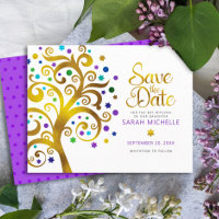 Bat Mitzvah Modern Bold Purple Gold Tree of Life