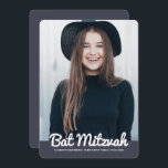 Bat Mitzvah Modern Custom Photo Invitation<br><div class="desc">This design is composed of playful cursive script countered by simple san serif typography. This design is modern and simple. Add photo image.

Available here:
http://www.zazzle.com/store/selectpartysupplies</div>