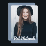 Bat Mitzvah Modern Custom Photo Invitation<br><div class="desc">This design is composed of playful cursive script countered by simple san serif typography. This design is modern and simple. Add photo image.

Available here:
http://www.zazzle.com/store/selectpartysupplies</div>
