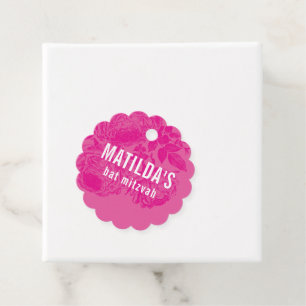 BAT MITZVAH modern elegant floral pretty pink Favour Tags