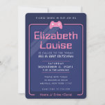 BAT MITZVAH modern gaming controls navy blue pink Invitation<br><div class="desc">by kat massard >>> WWW.SIMPLYSWEETPAPERIE.COM <<< - - - - - - - - - - - - - - - - - - - - - - - - The perfect design for a "Gaming Themed" BAR or BAT MITZVAH celebration Love the design, but would like to see some...</div>