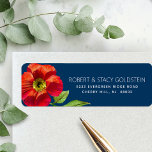 Bat Mitzvah Modern Navy Blue Floral Return Address<br><div class="desc">Be proud, rejoice and showcase this milestone of your favourite Bat Mitzvah with this sophisticated, personalised return address label! A chic, stunning, red floral watercolor and modern san serif type overlay a navy blue background. Personalise the custom text with your name and address. Guaranteed to add stylish fun to all...</div>