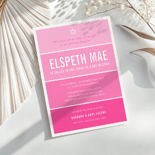 BAT MITZVAH modern ombre gradient hollywood pink Invitation