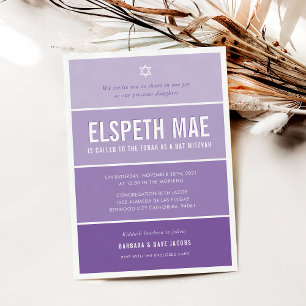 BAT MITZVAH modern ombre gradient violet purple Invitation