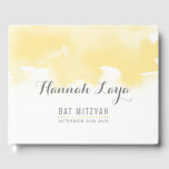 BAT MITZVAH modern pretty yellow watercolor Guest Book<br><div class="desc">by kat massard >>> https://linktr.ee/simplysweetpaperie <<<</div>