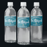 Bat Mitzvah Modern Turquoise Blue Ombre Gold Agate Water Bottle Label<br><div class="desc">No Bat Mitzvah party is complete without personalised water bottles. Let your favourite Bat Mitzvah be proud, rejoice and celebrate her milestone at her perfectly coordinated party. White typography, turquoise blue agate rocks accented with faux gold veins and a faux gold Star of David, overlay a dramatic turquoise teal blue...</div>