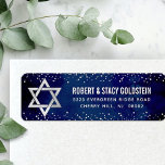 Bat Mitzvah Navy Silver Glitter Modern Address<br><div class="desc">Be proud, rejoice and celebrate this milestone of your favourite Bat Mitzvah whenever you use this sophisticated, personalised return address label! Bold, white sans serif typography, a faux silver Star of David and tiny, faux silver confetti glitter dots overlay a sophisticated, dramatic navy blue watercolor background. Personalise the custom text...</div>