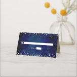 Bat Mitzvah Navy Watercolor Gold Glitter Script Place Card<br><div class="desc">No Bat Mitzvah party is complete without personalised place cards. Let your favourite Bat Mitzvah be proud, rejoice and celebrate her milestone at her perfectly coordinated party. Bold, sans serif typography and sparkly faux gold glitter tiny dots overlay a rich, dramatic, navy blue watercolor background. On the back, white sans...</div>