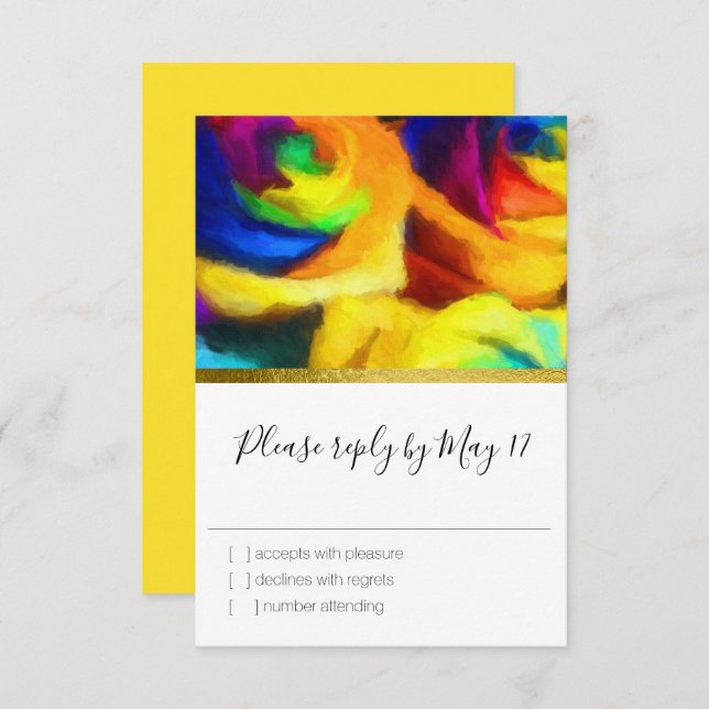 Bat Mitzvah Painted Rainbow Roses RSVP Card (Front/Back)