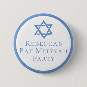 Bat Mitzvah Party Light Blue Star of David 6 Cm Round Badge