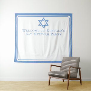 Bat Mitzvah Party Light Blue Star of David Tapestry