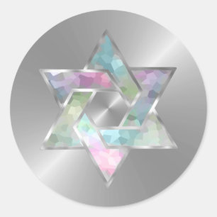 Bat Mitzvah Pastel Star of David on Any Colour Classic Round Sticker