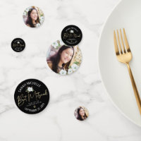 Bat Mitzvah Photo Black Gold Script Elegant Floral