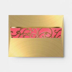 Bat Mitzvah Pink and Gold Filigree Swirls Envelope