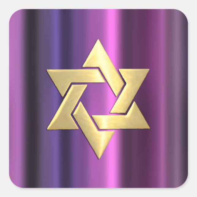 Bat Mitzvah Pink and Purple Stripes with Any Colou Square Sticker (Front)