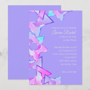 Bat Mitzvah Pink Blue Purple Star of David Invitation