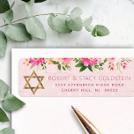 Bat Mitzvah Pink Floral Girly Gold Return Address<br><div class="desc">Be proud, rejoice and celebrate this milestone of your favourite Bat Mitzvah whenever you use this sophisticated, personalised return address label! A chic, stunning peach pink floral watercolor, faux gold foil Star of David and modern dusty rose sans serif type overlay a soft pink & confetti dots background. Personalise the...</div>