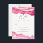 Bat Mitzvah Pink Gold Glitter Agate RSVP Card<br><div class="desc">This modern Bat Mitzvah RSVP response card features pink and faux gold glitter agate marble borders with modern script typography with date to personalise. The back of the card has matching agate borders and a faux gold star of David. Designed by Susan Coffey.</div>