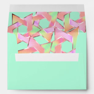 Bat Mitzvah Pink Green Peach Star of David Envelope