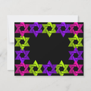 Bat Mitzvah Pink Green Purple Star Any Colour RSVP Card