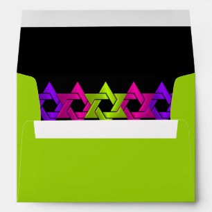 Bat Mitzvah Pink Green Purple Star on Any Colour Envelope