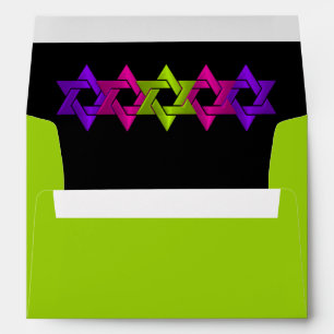 Bat Mitzvah Pink Green Purple Star on Any Colour Envelope
