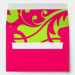 Bat Mitzvah Pink Lime Green Contemporary Swirls Envelopes
