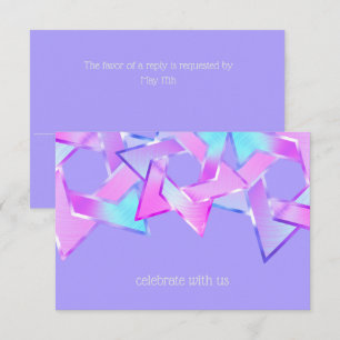 Bat Mitzvah Pink Purple Blue Star of David Invitation