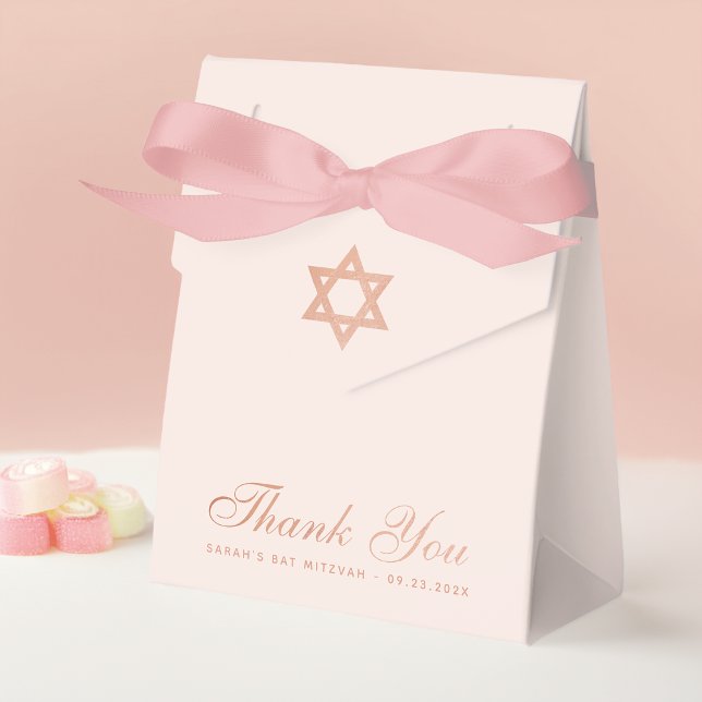 Bat Mitzvah Pink Rose Gold Star of David Thank You Favour Box (Creator Uploaded)