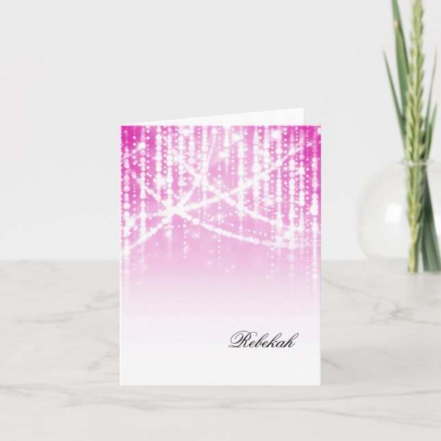 Bat Mitzvah Pink Sparkly Lights Invitation (Front)