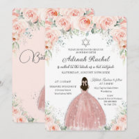 Bat Mitzvah Princess Blush Floral Roses Silver