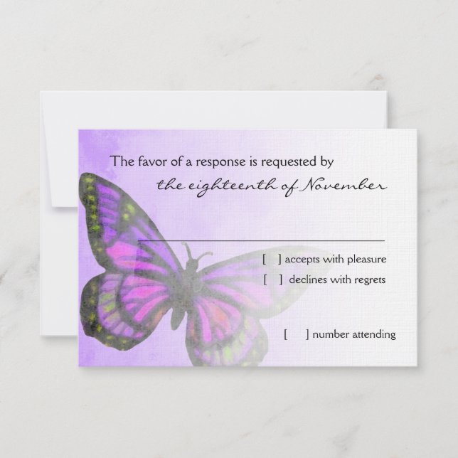 Bat Mitzvah Purple Butterfly RSVP (Front)