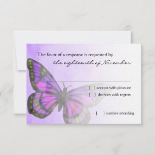 Bat Mitzvah Purple Butterfly RSVP