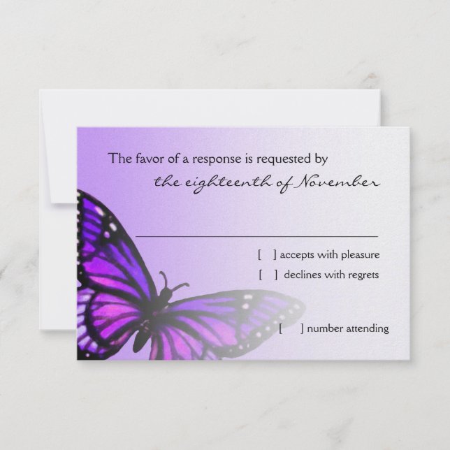 Bat Mitzvah Purple Butterfly RSVP (Front)