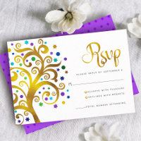 Bat Mitzvah Purple Gold Foil Tree of Life Modern