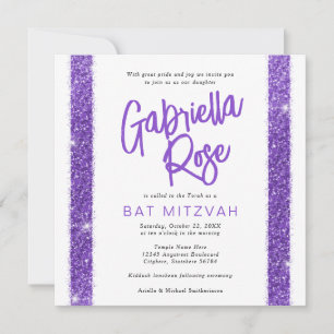 Bat Mitzvah Purple Modern Minimal Text Modern Invitation