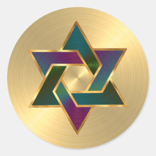 Bat Mitzvah Purple Teal Star of David on Any Colou Classic Round Sticker