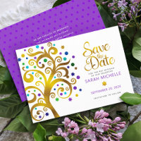 Bat Mitzvah Purple with Gold Script Tree of Life