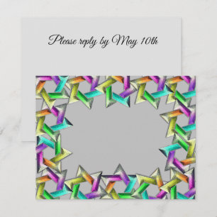 Bat Mitzvah Rainbow Star Any Colour RSVP Card