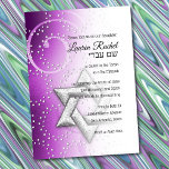 Bat Mitzvah Raspberry Shimmer Star of David Invitation<br><div class="desc">Bar Mitzvah and Bat Mitzvah invitation sets designed by Umua. Printed and shipped by Zazzle or its partners.</div>