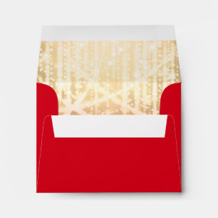 Bat Mitzvah Red and Gold Sparkly Lights Envelopes