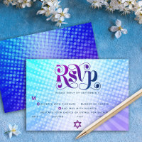 Bat Mitzvah Retro Boho Blue Purple Gradient Entrée