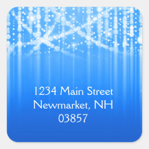 Bat Mitzvah Royal Blue Sparkly Lights Square Sticker